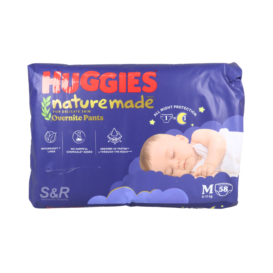 Huggies Naturemade Overnite Pants M 58 pieces